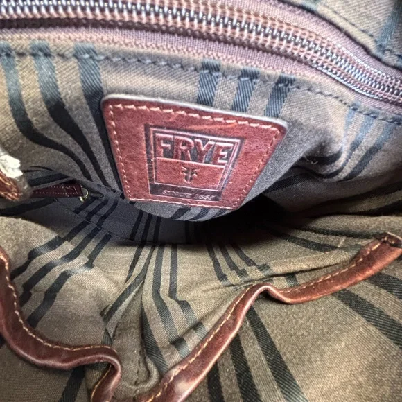 RARE Frye Studded Leather Crossbody Messenger Flap Bag Dark Brown - Picture 8 of 15